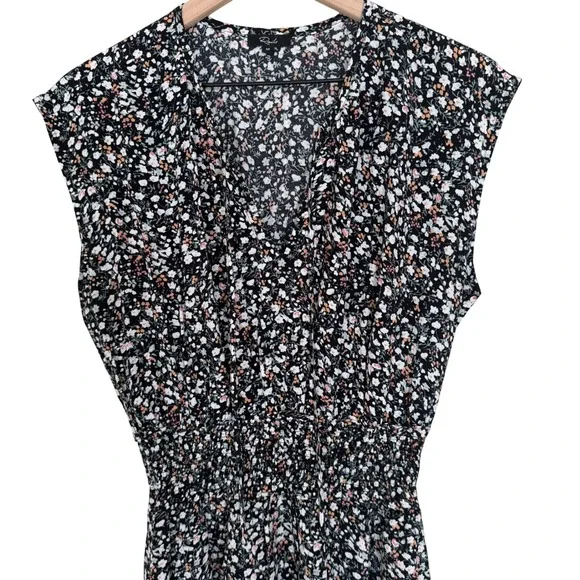 Rails Ashlyn Smocked Waist Ditsy Floral Midi Dress M Ivy Black/White Floral NEW - Picture 7 of 11